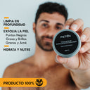 Limpieza en profundidad y exfoliación contra puntos negros, grasa, granos, brillos para hombre