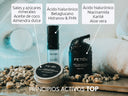 Principios activos del scrub facial, sérum de ácido hialurónico y crema hidratante para hombre