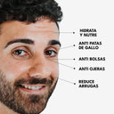 Antiojeras, anti bolsas, anti patas de gallo, reduce ojeras, hidrata la piel de la cara del hombre